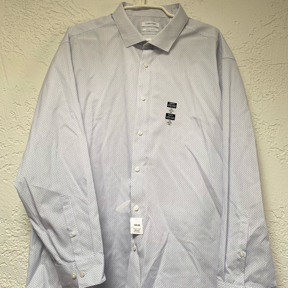 Mens Calvin Klein button down, brand new, slim fit 20 34/35 4xl. Tag on.